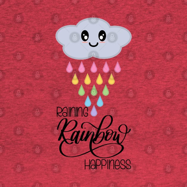 Raining Rainbow Happiness Kawaii Cute Rain Cloud in Pink by Kelly Gigi